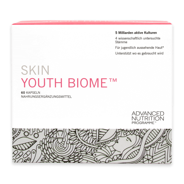 Skin Youth Biome, Advanced Nutrition Programme, Ab 68 €, Schönheitsberatung, Nachhaltige Pflege, Kosmetikerin seit '89, Natürliche Hautpflege, Dermatologisch geprüft, Meso-Therapeutin & Expertin, Lentges Nachhaltigkeit, Shop für Beauty-Fans, Natur & Technologie, Expertenauswahl & Service